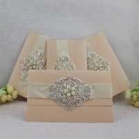Invitation Card with Buckle Decoration Foil Printing Customized Wedding Invites Reception Card 